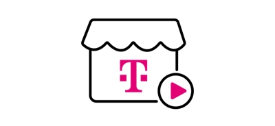 Illustration of a T-Mobile store with a media player icon on it