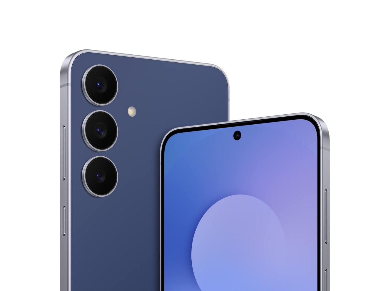 Close up of two Samsung Galaxy S25 FE devices, shown front and back.