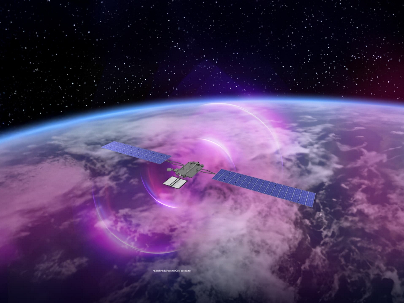 A view of a Starlink satellite orbiting above the earth.