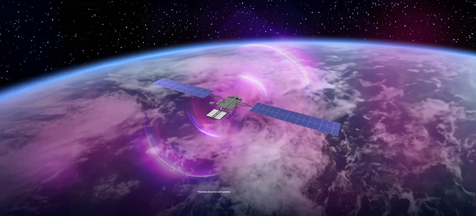 A view of a Starlink satellite orbiting above the earth.