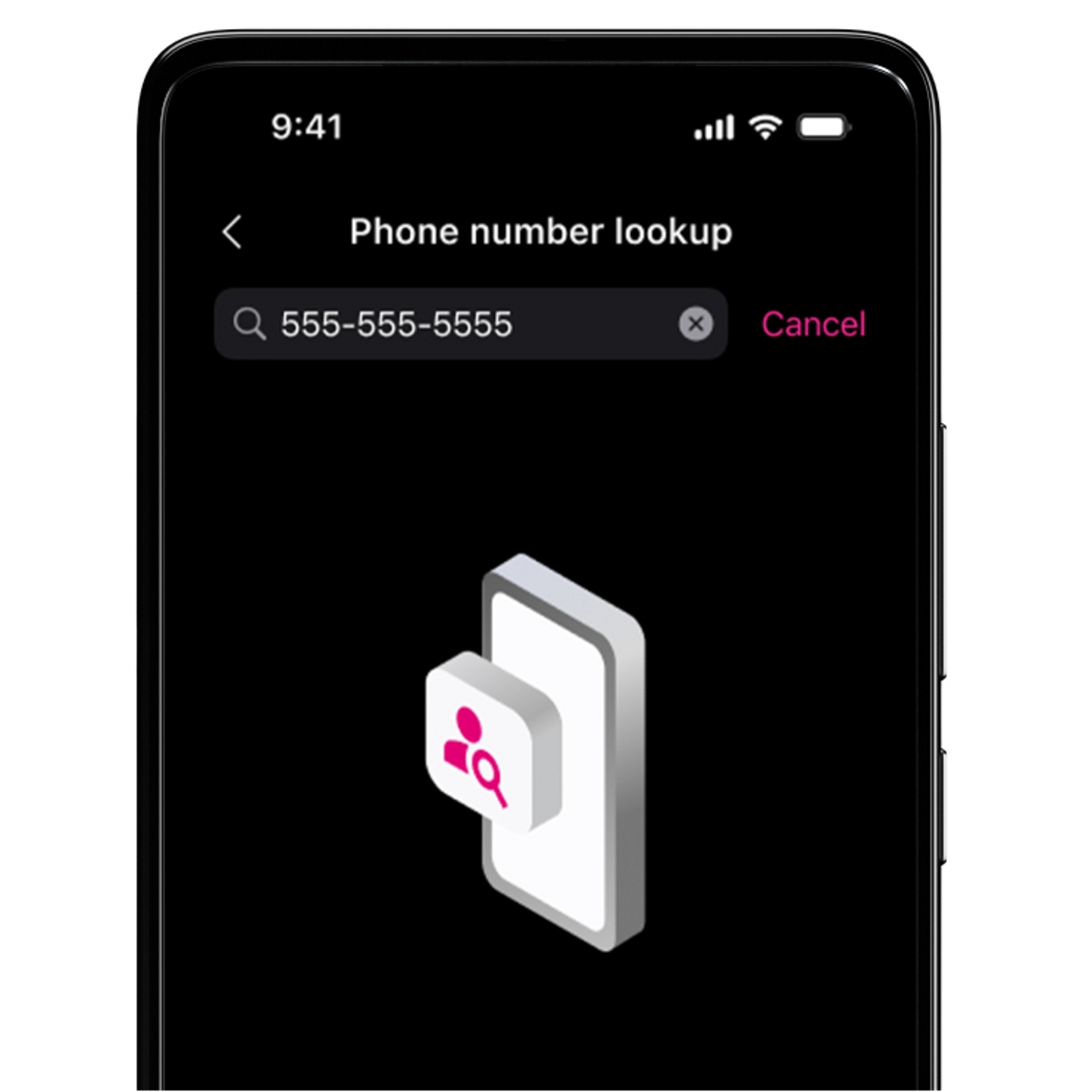 Number being looked up on phone screen.