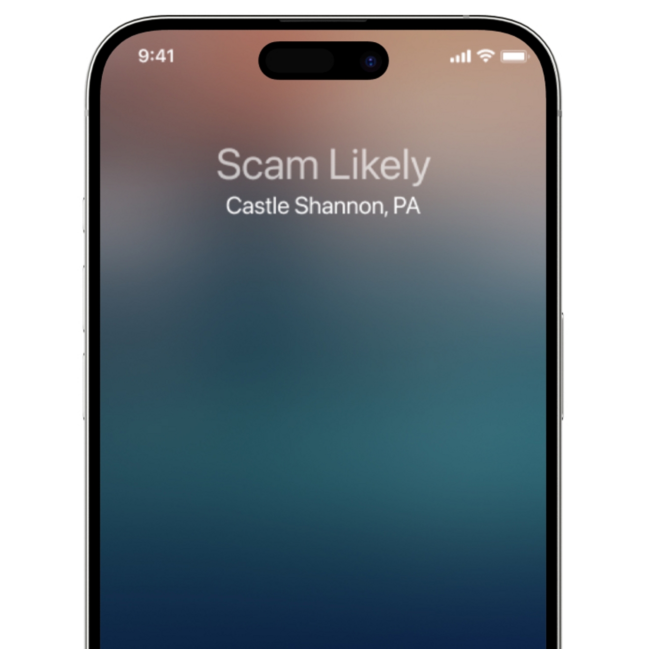 iPhone screen with “Scam Likely” displayed.