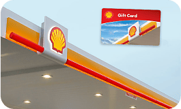 Shell gift card at a gas station.