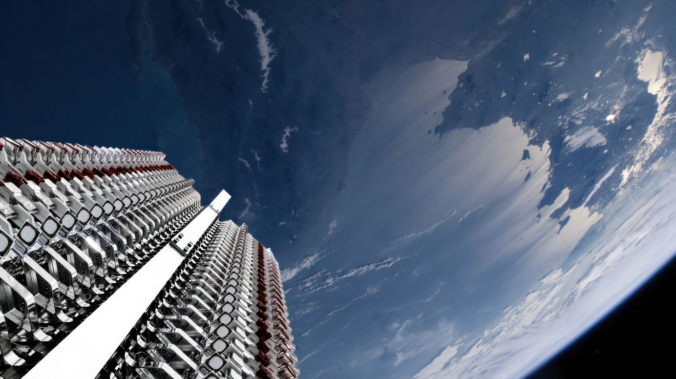 Starlink satellite orbiting above Earth.
