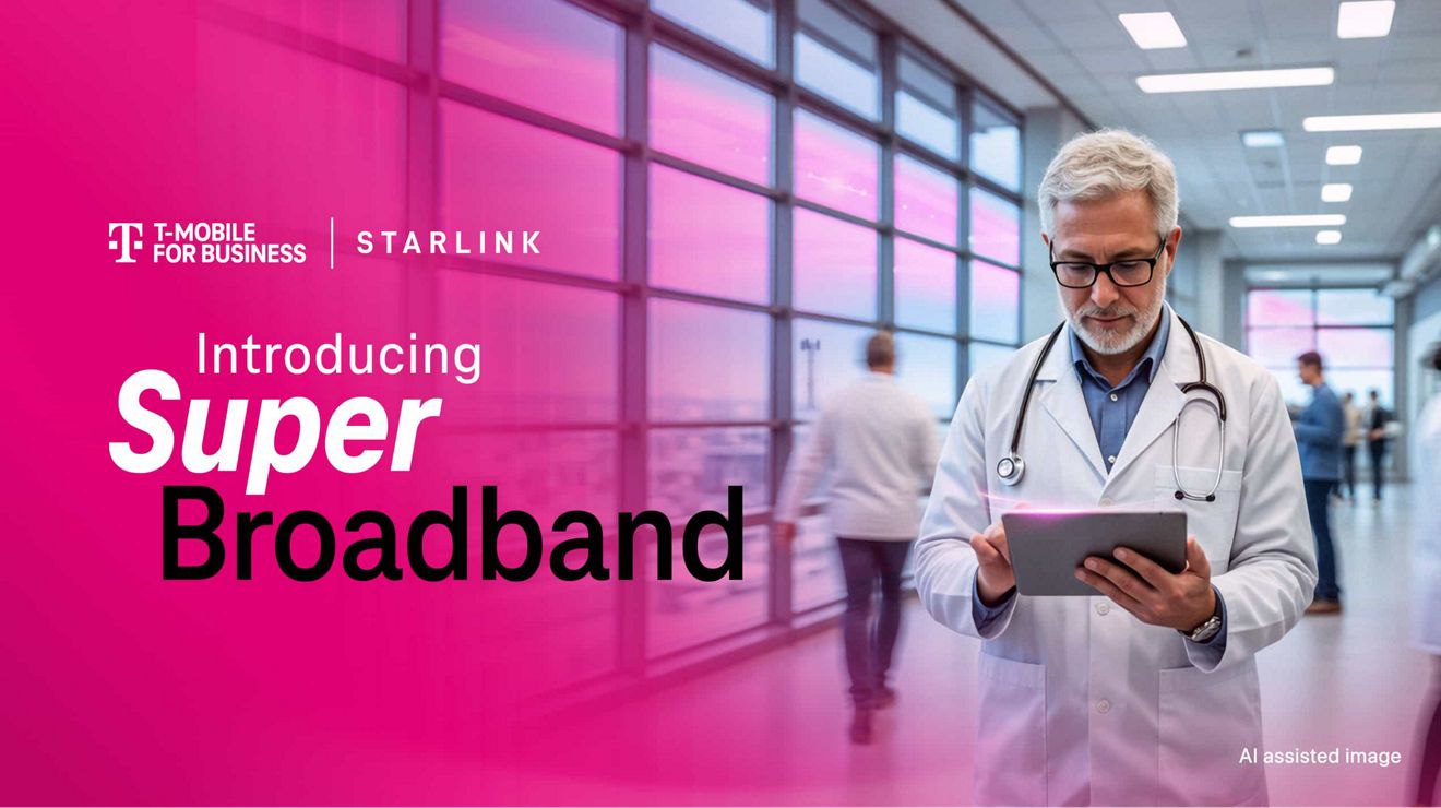Introducing SuperBroadband, a doctor in a busy hospital connects to the network on a tablet.