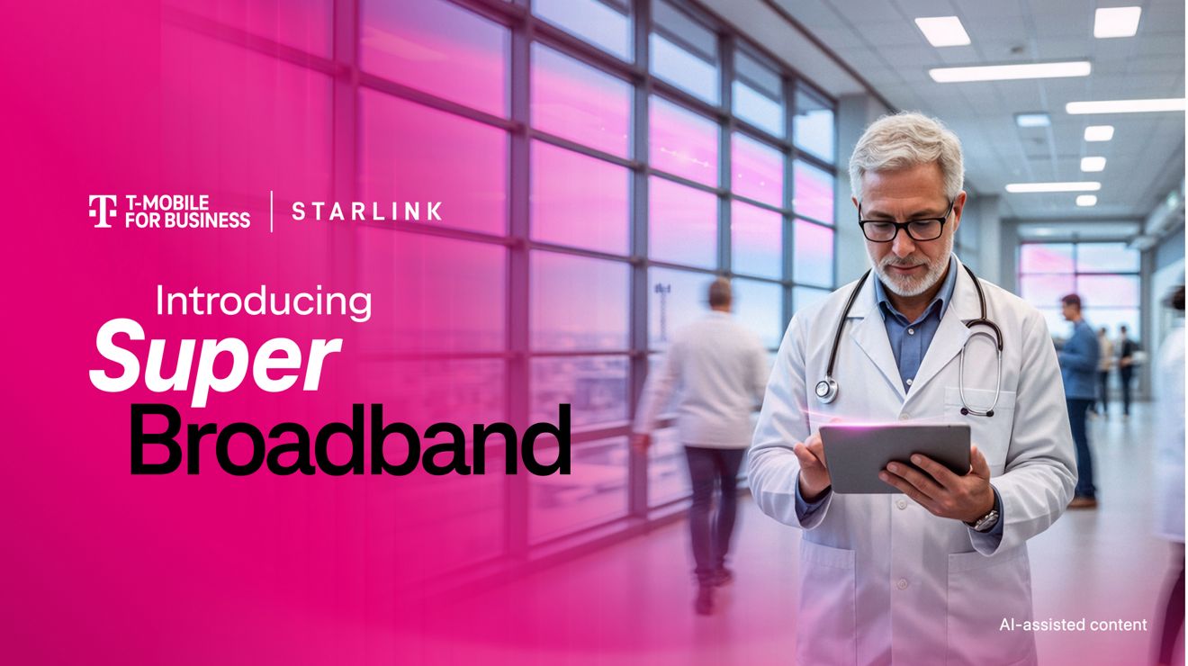 Introducing SuperBroadband, a doctor in a busy hospital connects to the network on a tablet.