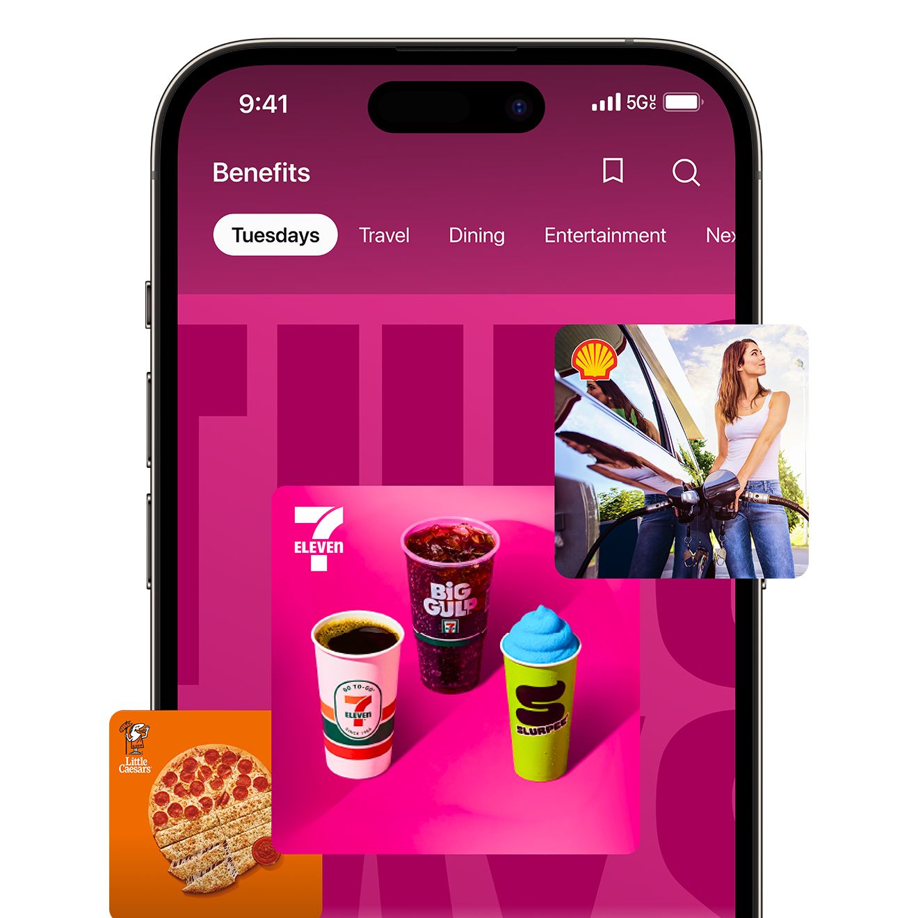 Screen capture of T-Life app benefits and perks.