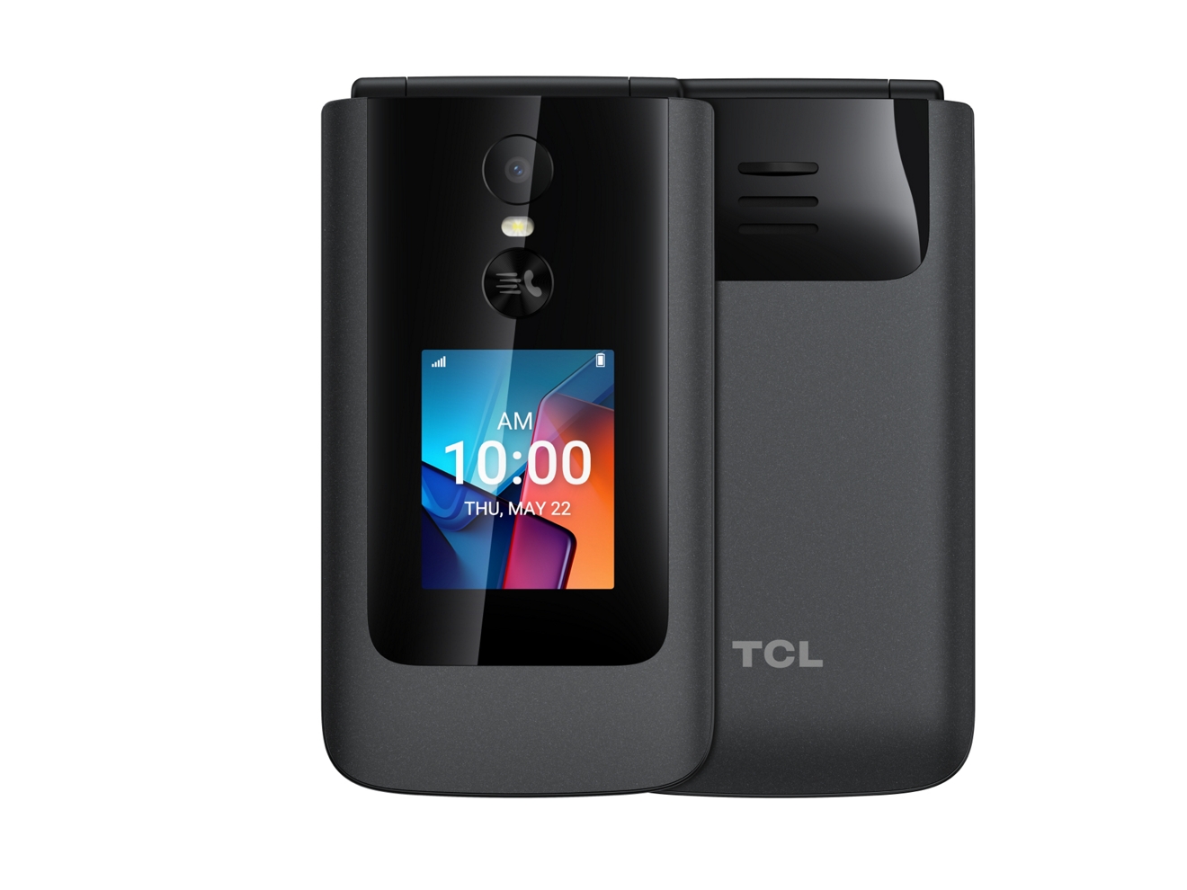 Two TCL FLIP 4 devices, shown front and back. 