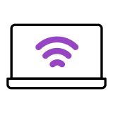 Laptop showing an internet connection.