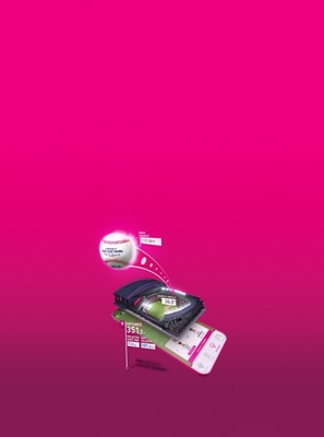 A smartphone showing a baseball game, with a baseball coming out of the phone’s screen.