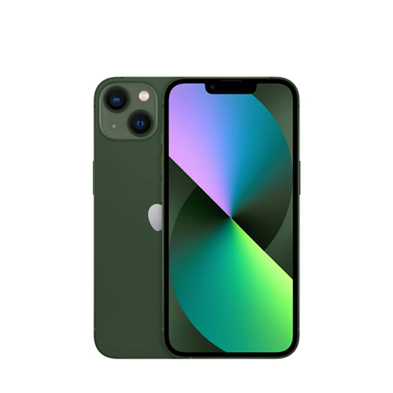 Two iPhone 13 devices shown back and front.