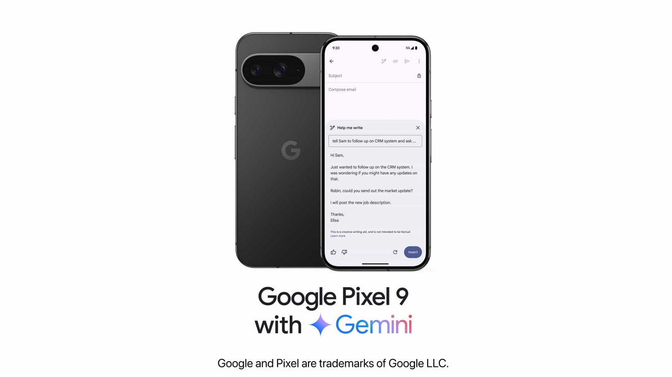 Google Pixel 9 with Gemini, Google and Pixel are trademarks of Google LLC.