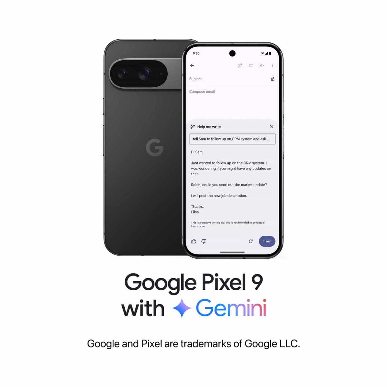 Google Pixel 9 with Gemini, Google and Pixel are trademarks of Google LLC.