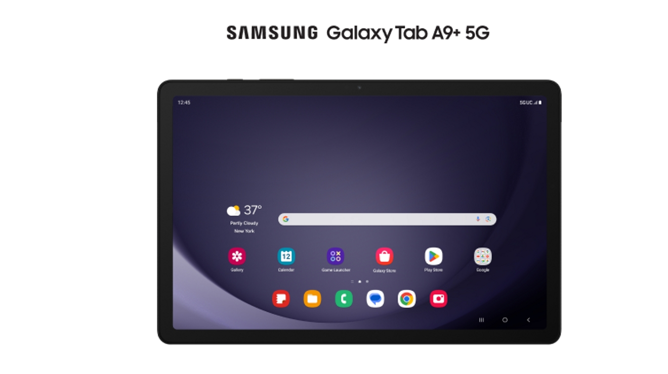 The 11” advanced-display screen on a Galaxy A9+ 5H lets users work across multiple applications.