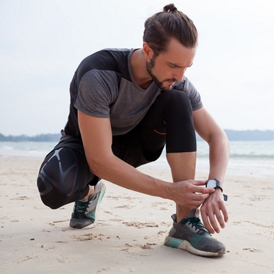 Man checking his smartwatch