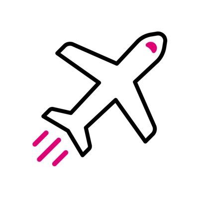 An icon of a flying plane