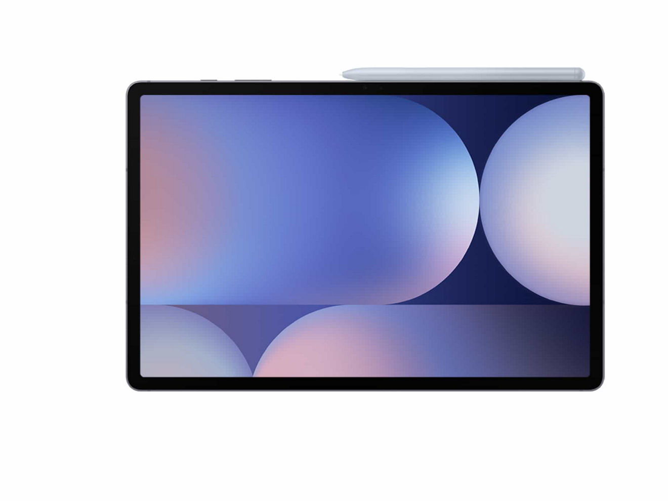 Front view of a Samsung Galaxy S10+ 5G tablet set to the lock screen.