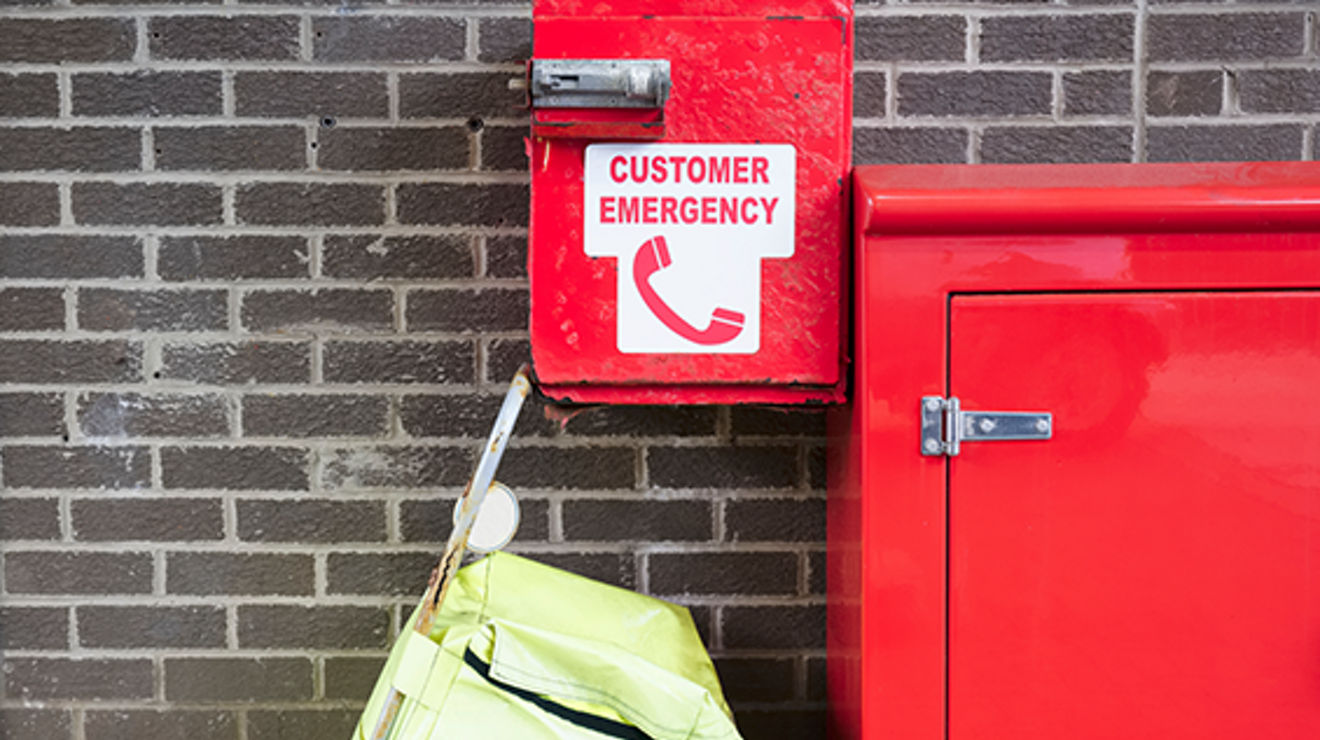 Red emergency phone boxes