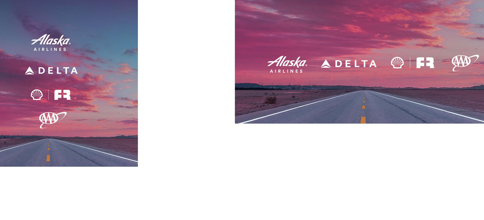 Logos for Alaska Airlines, Delta, Shell Fuel Rewards, and AAA