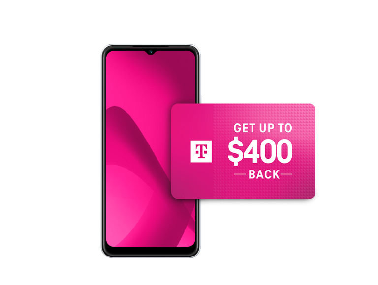 REVVL Phone with up to $400 back gift card graphic.