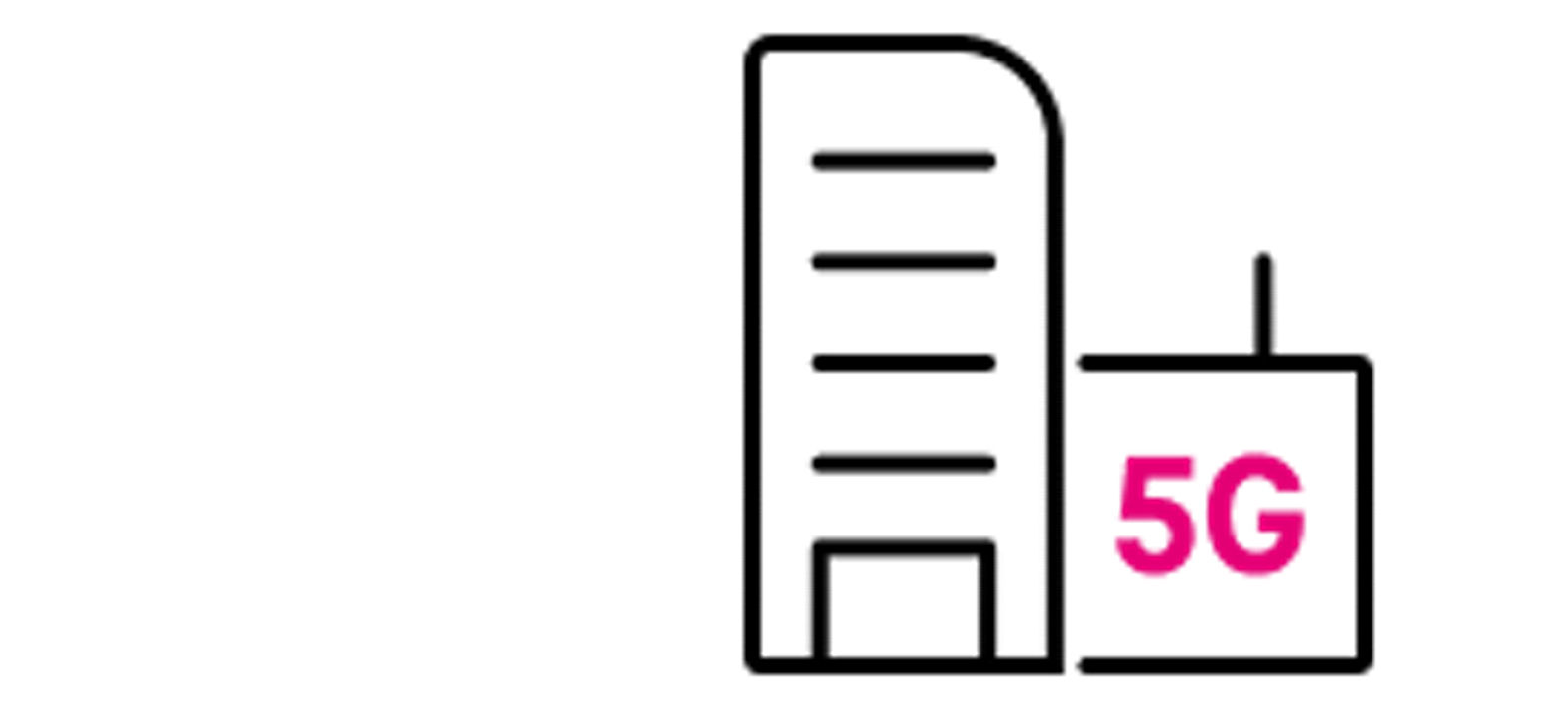 An icon of two buildings, one with 5G written on it.