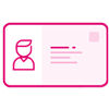 White and magenta image of an ID