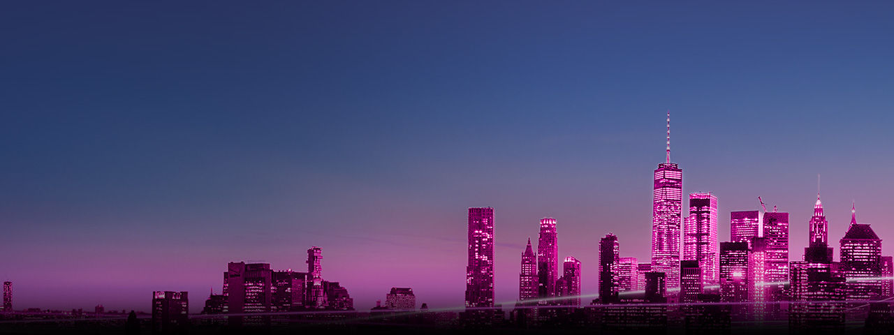 A magenta skyline